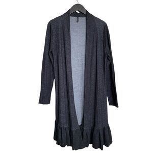 edista Women's Tunic Cardigan Size Medium Dark Gray w/ Ruffles SOFT